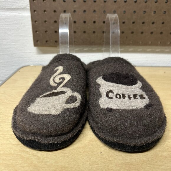 Haflinger Slippers Coffee Shop Womens 39 8.5-9 Brown Wool Slip On House Shoe - Picture 2 of 8